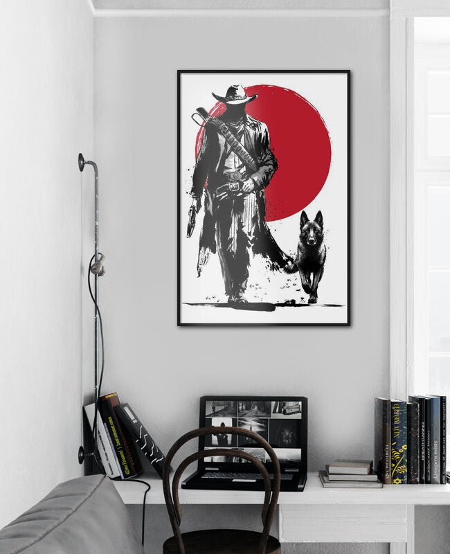 Lone gunfighter and cub